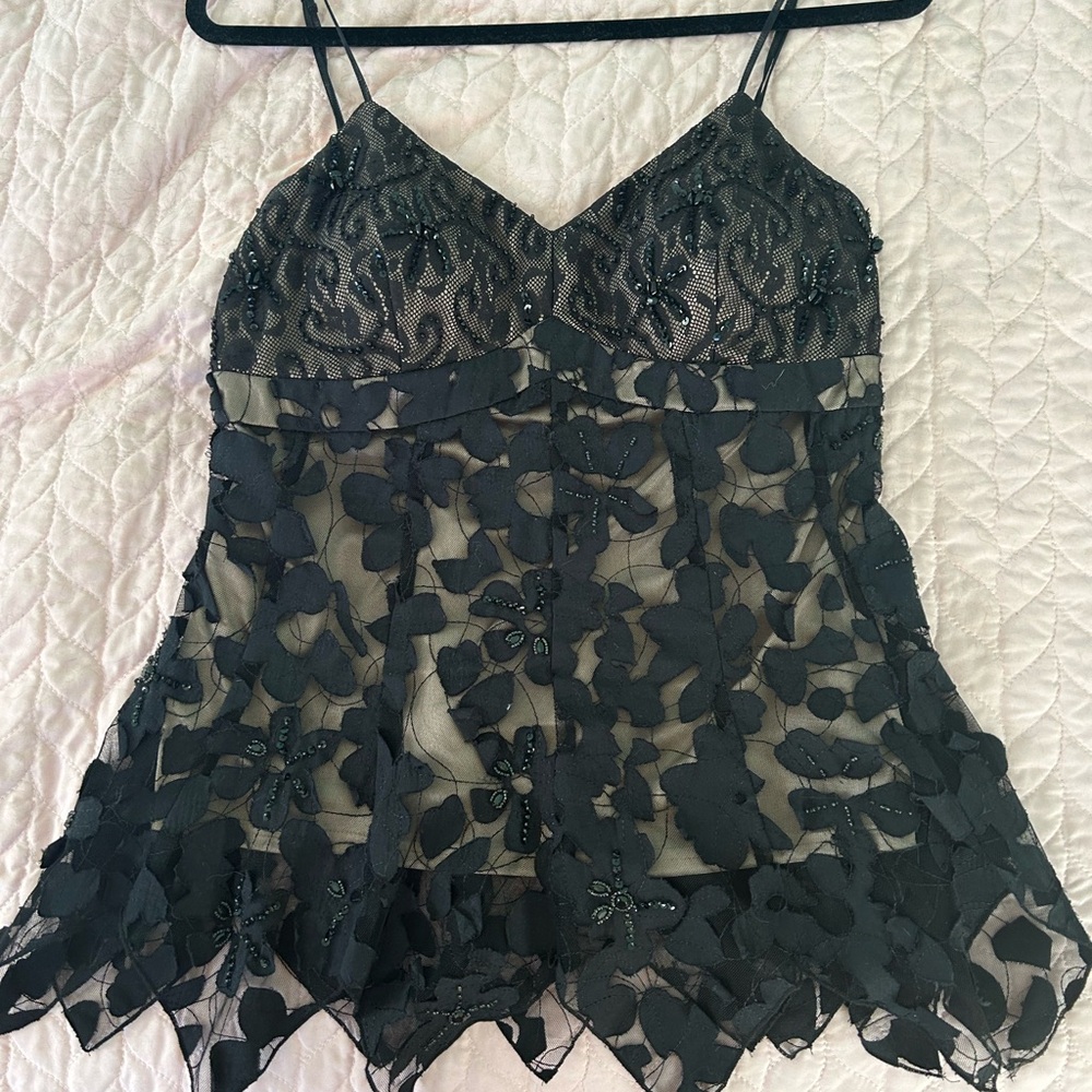 Black Floral Embellished Camisole
